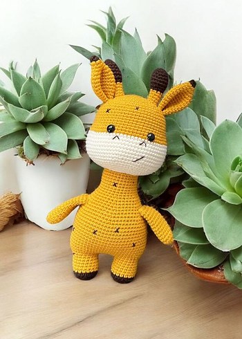 Sarı Renkli El Örgüsü Zürafa Oyuncak - Görsel 5