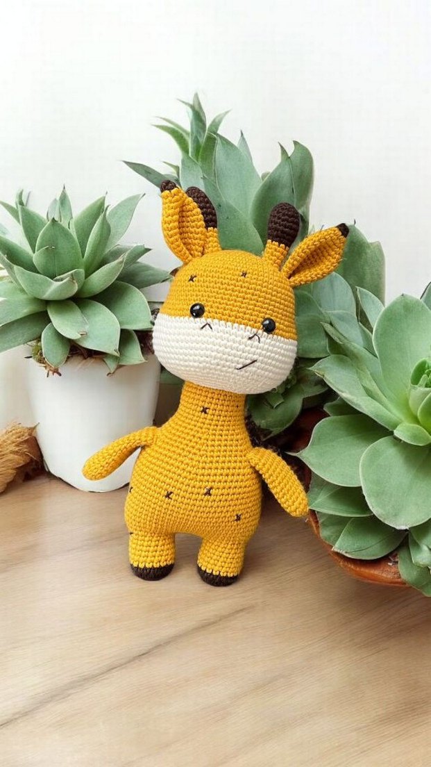 Sarı Renkli El Örgüsü Zürafa Oyuncak - Görsel 5