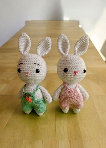 Pembe tulumlu peluş tavşan oyuncak - Görsel 10