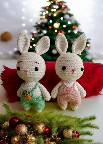 Pembe tulumlu peluş tavşan oyuncak - Görsel 8