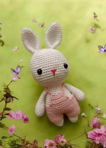 Pembe tulumlu peluş tavşan oyuncak - Görsel 7