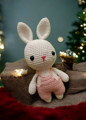 Pembe tulumlu peluş tavşan oyuncak - Görsel 2