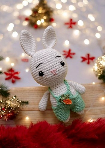 Pembe tulumlu peluş tavşan oyuncak - Görsel 5