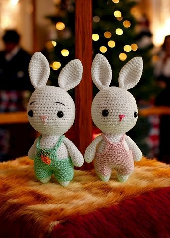 Pembe tulumlu peluş tavşan oyuncak - Görsel 9