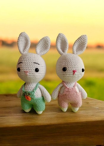 Pembe tulumlu peluş tavşan oyuncak - Görsel 11