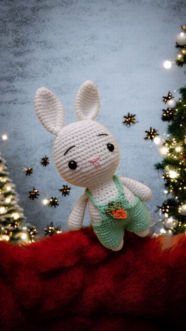 Pembe tulumlu peluş tavşan oyuncak - Görsel 4