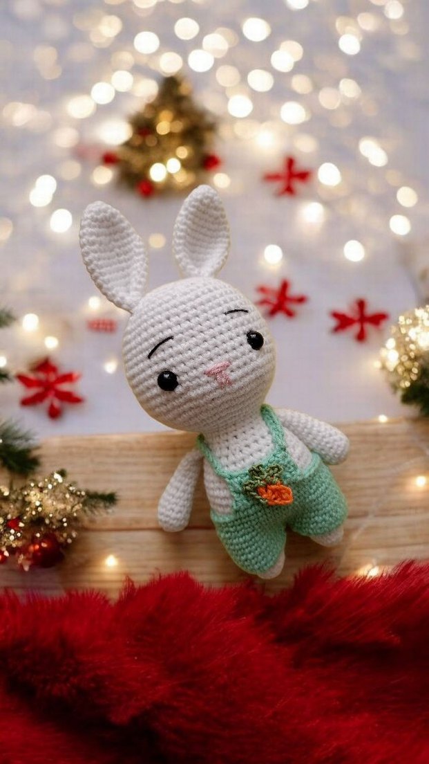 Pembe tulumlu peluş tavşan oyuncak - Görsel 5