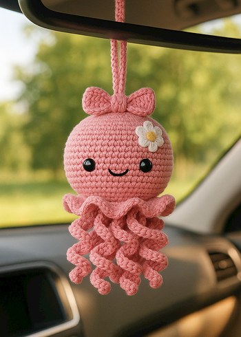 Mavi Renkli Örgü Ahtapot Peluş Oyuncak - Görsel 5