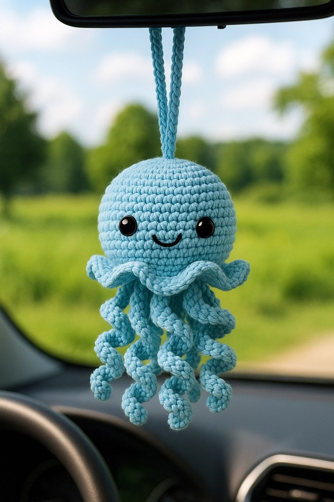 Mavi Renkli Örgü Ahtapot Peluş Oyuncak - Görsel 3