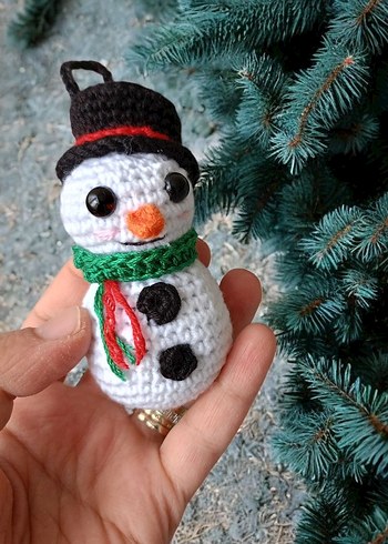 Renkli Örgü Kar Adam Peluş Oyuncak - Görsel 4