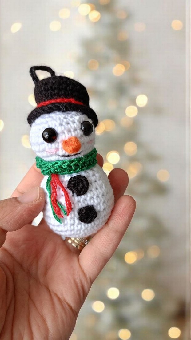 Renkli Örgü Kar Adam Peluş Oyuncak - Görsel 2