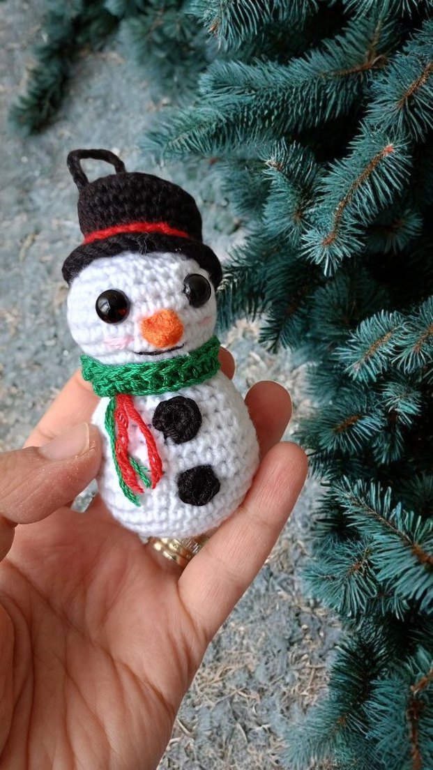 Renkli Örgü Kar Adam Peluş Oyuncak - Görsel 4