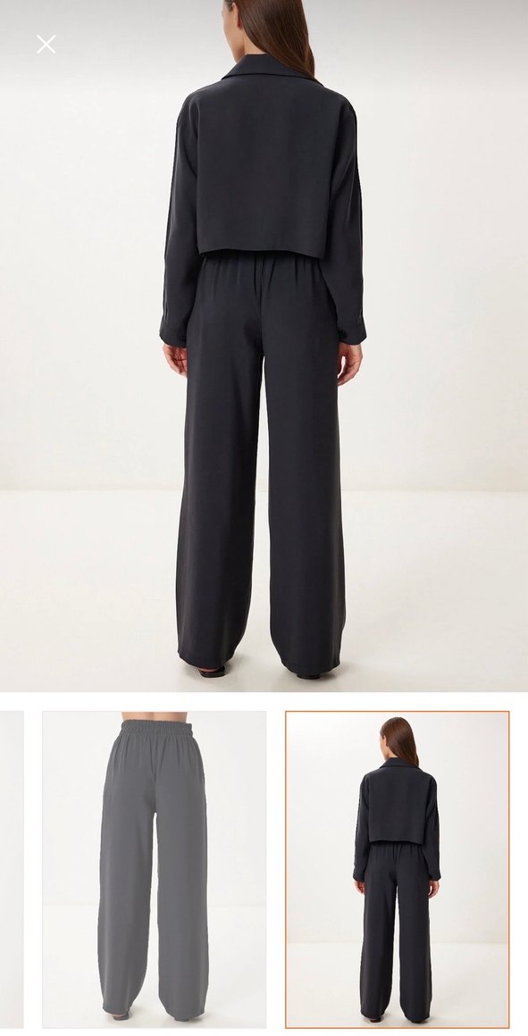 Gri Kadın Salaş Modal Kumaş Alt Üst Takım - Görsel 2