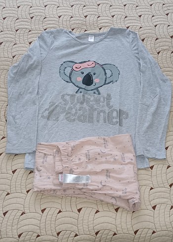 Kız Çocuk Gri Polar Pijama Takımı