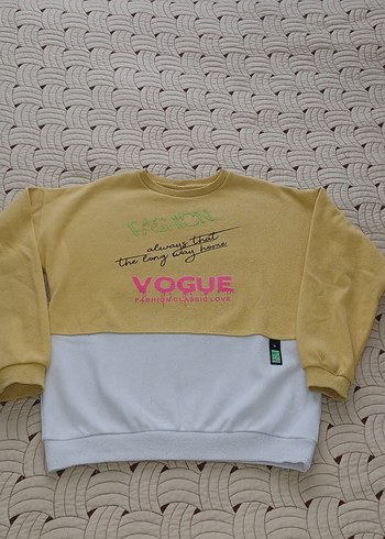 Sarı Baskılı kız cocuk Oversize Sweatshirt