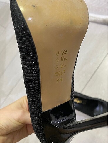 38 Beden Simli siyah stiletto ayakkabı