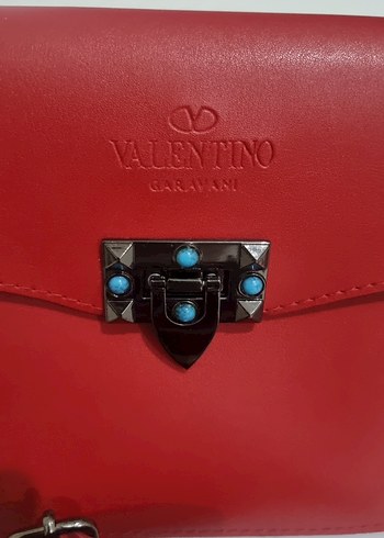 Valentino Kırmızı Deri Tokalı Kadın Çanta