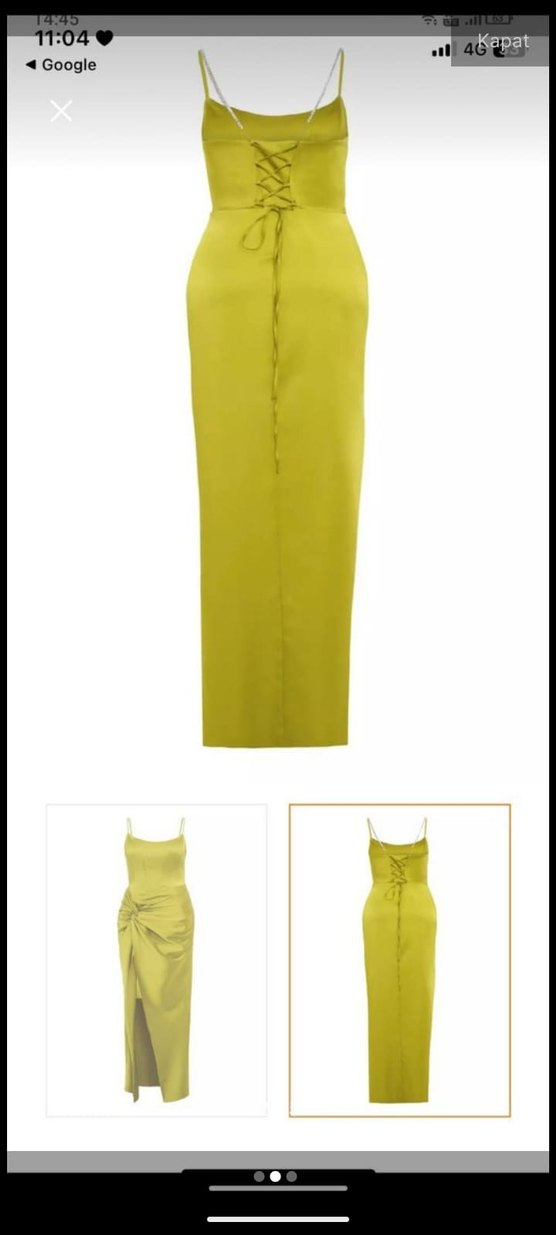 Kadın Parlak Haki Uzun Drapeli Elbise - Görsel 2