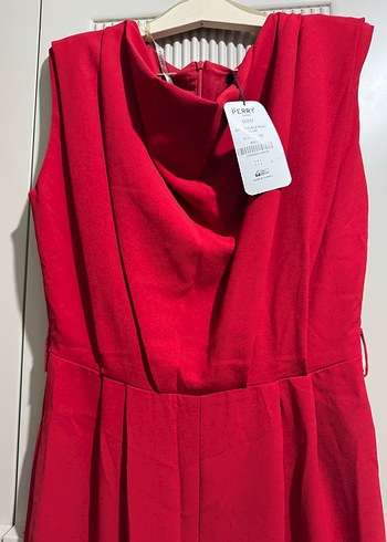 Kırmızı Drapeli Midi Kadın Tulum - Görsel 3