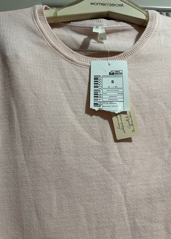 Pembe Uzun Kollu Keten Kadın Kazak - Görsel 2