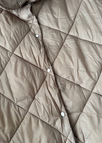 Bej Kapitone Düğmeli Kadın Ceket - Görsel 3