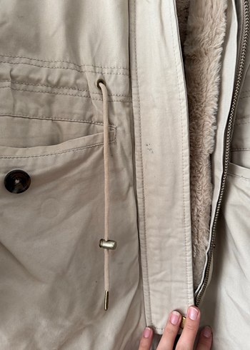 Bej Kürklü Midi Kadın Ceket - Görsel 4