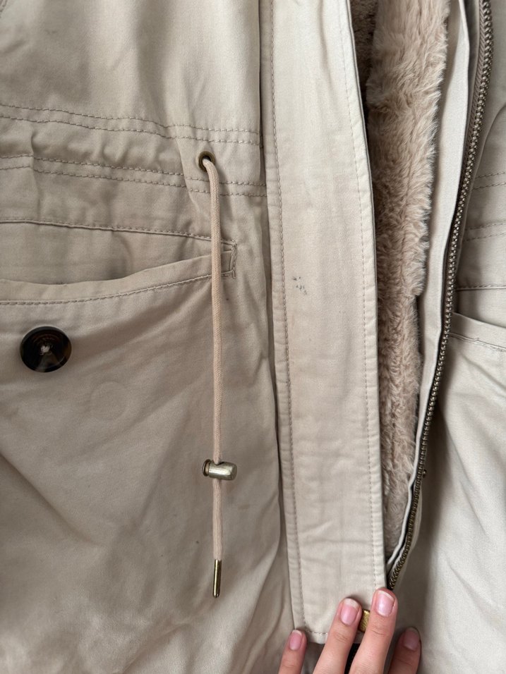 Bej Kürklü Midi Kadın Ceket - Görsel 4