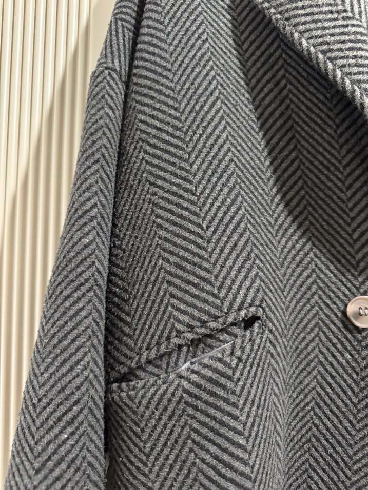 Gri Balıksırtı Desenli Kaban - Görsel 2