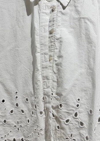 Zara Düğmeli Beyaz Kısa Kollu crop Gömlek - Görsel 2