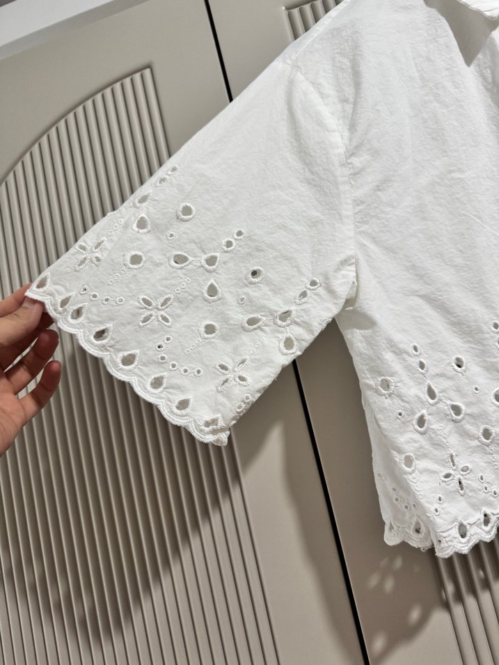 Zara Düğmeli Beyaz Kısa Kollu crop Gömlek - Görsel 4