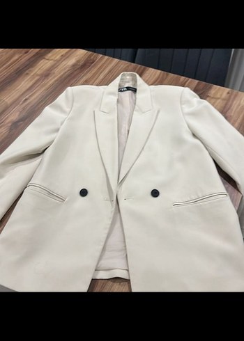 xs Beden Düğmeli Bej Kadın Blazer Ceket