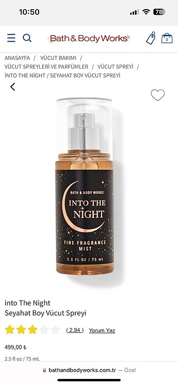 Bath and body works vücut spreyi