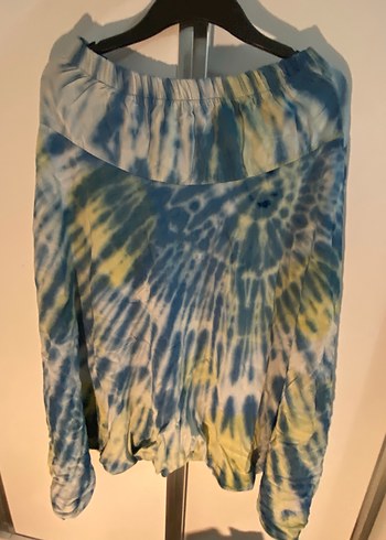 universal Beden Mavi Batik Hippie Şalvar