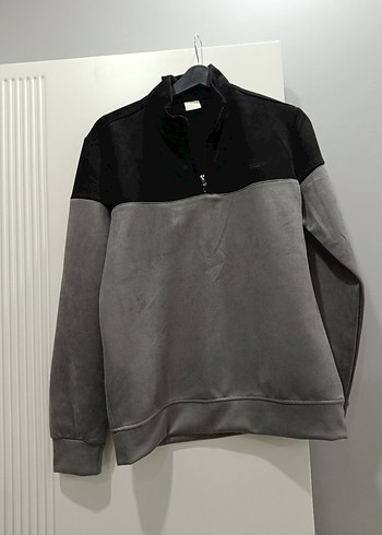 Erkek Gri Yarım Fermuarlı Sweatshirt - Görsel 2