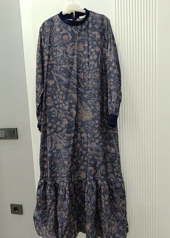 Gri Bohem Uzun Elbise, Salaş Kesim, Fırfırlı - Görsel 3