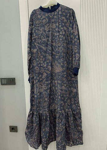 Gri Bohem Uzun Elbise, Salaş Kesim, Fırfırlı - Görsel 6