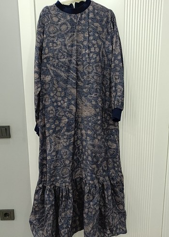 Gri Bohem Uzun Elbise, Salaş Kesim, Fırfırlı - Görsel 2