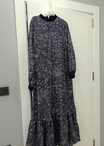 Gri Bohem Uzun Elbise, Salaş Kesim, Fırfırlı - Görsel 5