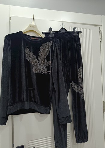 Payet İşlemeli Siyah Kadın Eşofman Takımı - Görsel 3