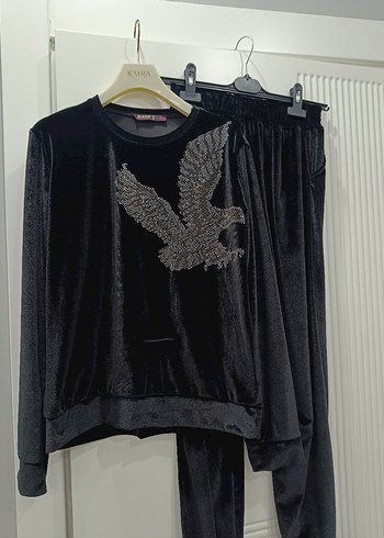 Payet İşlemeli Siyah Kadın Eşofman Takımı - Görsel 11