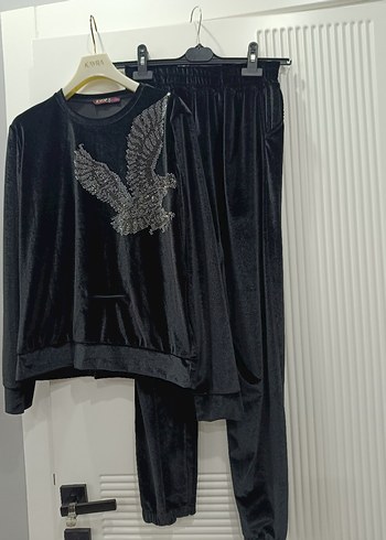 Payet İşlemeli Siyah Kadın Eşofman Takımı - Görsel 8