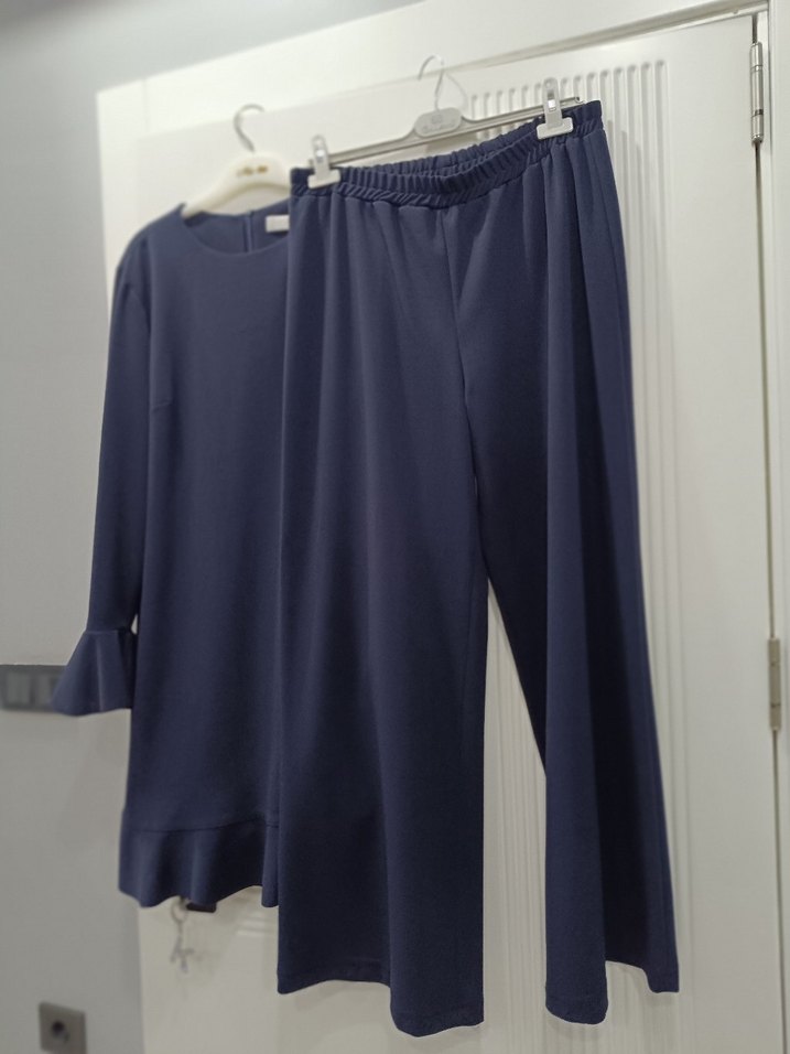 Kadın Lacivert Uzun Kollu Rahat Pijama Takımı - Görsel 4