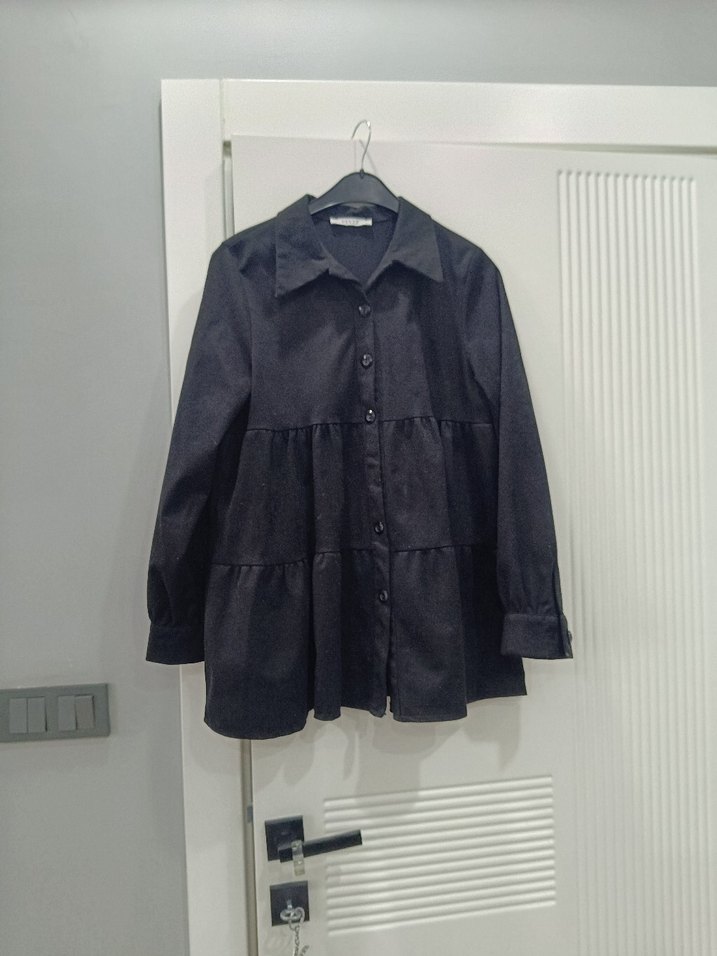 Düğmeli Siyah tunik - Görsel 5