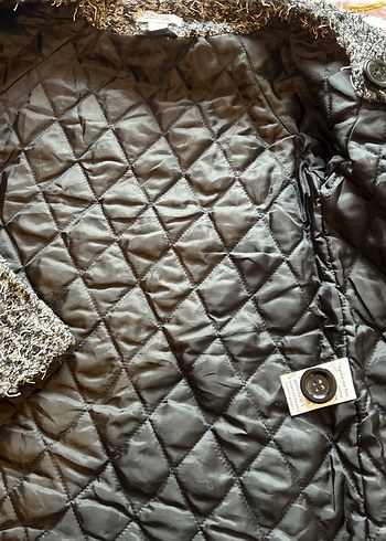 Düğmeli Gri Midi Yün kaban - Görsel 5