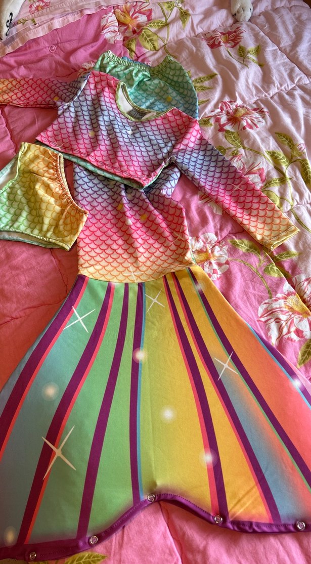 Uzun Kollu Renkli Tie-Dye Kız Bikini - Görsel 4