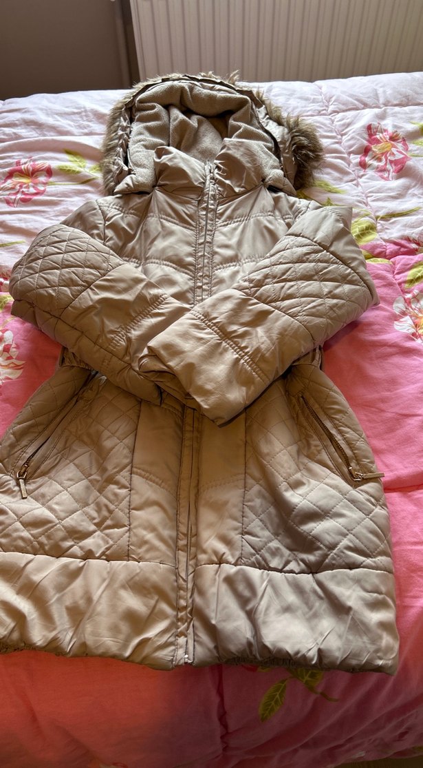 Kemerli Bej Kışlık Mont - Görsel 3