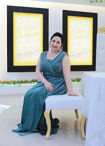 Yeşil simli abiye