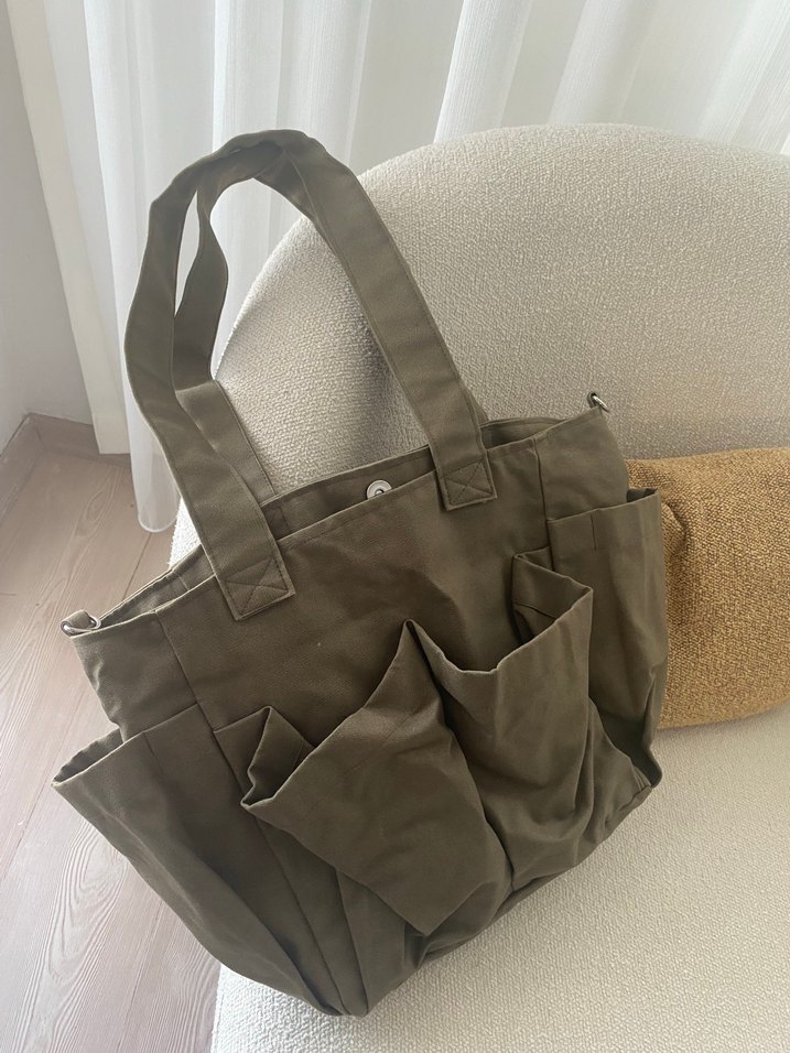 Haki Keten Kadın Çanta - Görsel 2