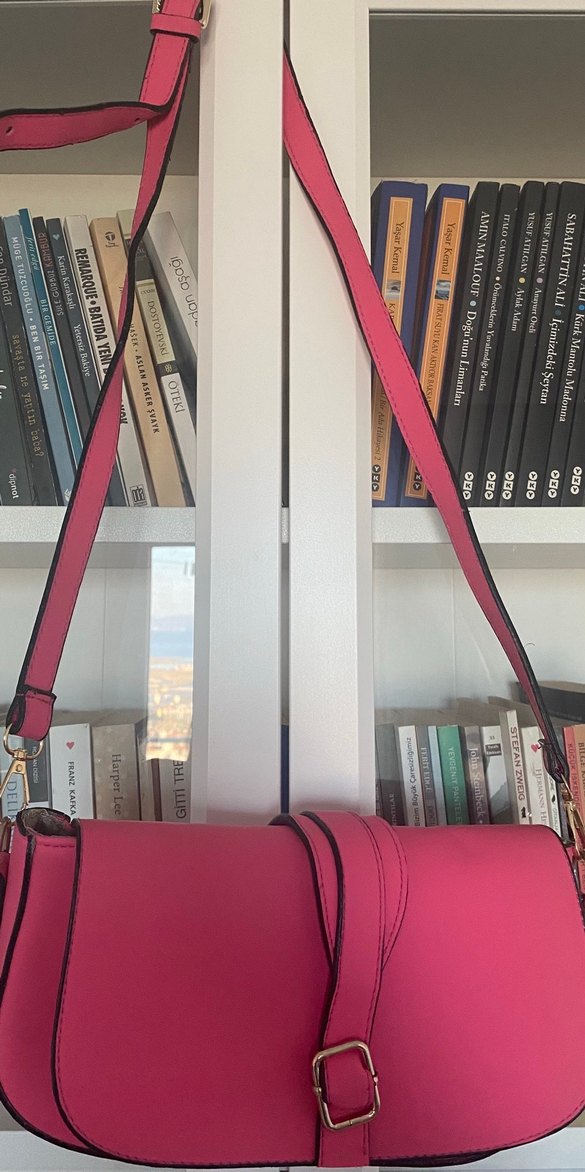 Pembe Tokalı Deri Kadın Çanta - Görsel 4