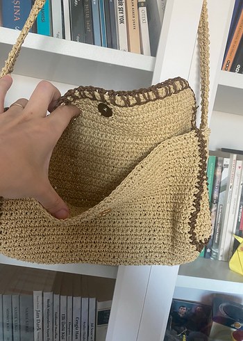 Bej Örgü Dantel Detaylı Bohem Kadın Çanta - Görsel 2